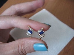 Золотые серьги с фианитами, золото 585 проба. - Николаев