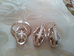 Комплект,набор,кольцо,сережки,серебро,срібло з позолотою - 