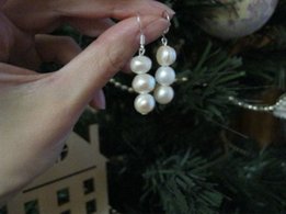 Серебряные серьги с речным жемчугом - Киев