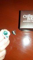 Серебрянные серьги со вставками зеленого кварца! - Кременчуг