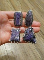 Серебро кольцо натуральный чароит. 925 проба - Киев