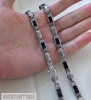 Серебряная мужская цепочка с ониксами эксклюзив - Киев