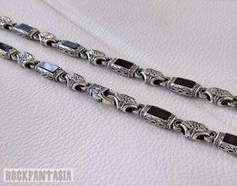 Серебряная мужская цепочка с ониксами эксклюзив - Киев