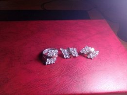 Набор серебро с вставками из золота - 