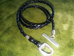 Браслет кожа Gucci серебро - 