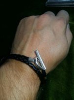 Браслет кожа Gucci серебро - 
