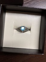 Серебряное кольцо с голубым топазом и фианитами - Николаев