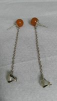 Серьги СССР. Серебро 875 проба, звезда. Королевский настоящий Янтарь! - 