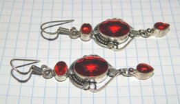 Длинные серьги кварц гранат - Николаев