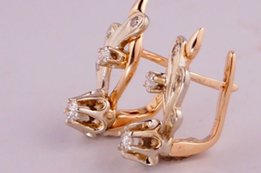 Золотые сережки 585 с бриллиантами 0,36 карат - Днепр