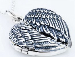 Серебряный кулон подвеска Большое Сердце Крылья Ангела (открывается) - Одесса