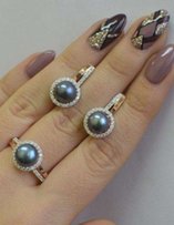 Нежный серебряный комплект с жемчугом(золотые вставки) silverstyle - Первомайск