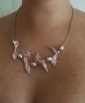 Новая цепочка серебро 925 с розовым жемчугом и шелковыми бантиками - Одесса