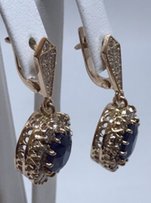 Старинные серьги с сапфирами и бриллиантами - Днепр