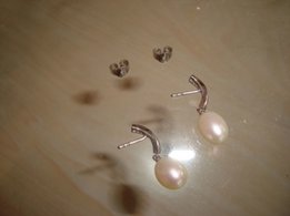 Серьги с жемчугом и бриллиантами в белом золоте. - Киев