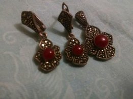 Серьги серебро 925 проба сердолик - Киев