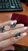 Серебряный набор кольцо и сережки - Донецк