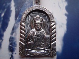 Серебряная подвеска-ладанка Николай Чудотворец, икона Николай, цепо - Киев