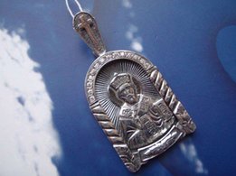 Серебряная подвеска-ладанка Николай Чудотворец, икона Николай, цепо - Киев