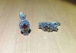 Серьги серебро с гранатом и марказитами - Львов
