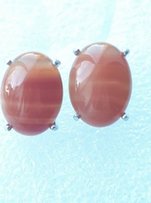 Шикарные серебрянные серьги с натуральными сердоликом - Коломыя