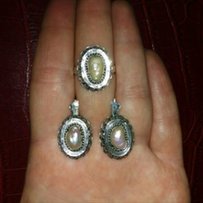 Серьги и кольцо (серебро и натуральный жемчуг) - Одесса
