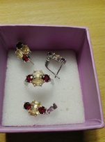 Серебряный набор с гранатом и цитрином - Каменец-Подольский