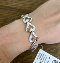 Серебряный браслет с вставками золота Сердца - Киев