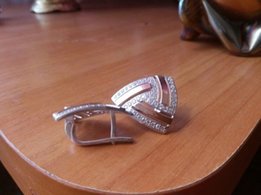 Серебряные серьги с золотыми пластинами - Донецк