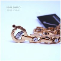 Серебряная цепь с позолотой Baraka. Серебро 925 Позолота 585 Цирконий - Харьков
