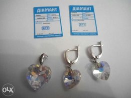 Продам серебряный набор с камнями сваровски - Кременчуг