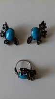 Продам комплект из серебра серьги+кольцо с бирюзой - Северодонецк