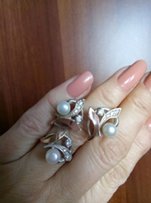 Комплект кольцо и серьги с жемчуом - Харьков