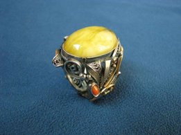 Кольцо-перстень, филигрань, янтарь,ручная работа (handmade) - Киев