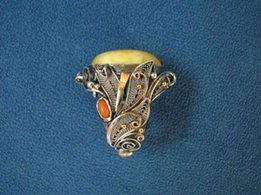 Кольцо-перстень, филигрань, янтарь,ручная работа (handmade) - Киев