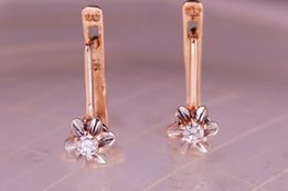 Золотые серьги 585 с бриллиантами 0, 134карат - Днепр