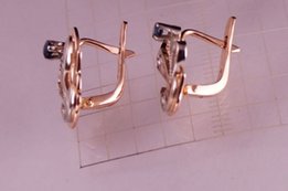 Золотые серьги 585 Подснежник с бриллиантами 0, 14карат - Днепр