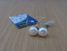 Сережки-гвоздики с жемчугом из серебра - Днепр