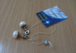 Сережки-гвоздики с жемчугом из серебра - Днепр