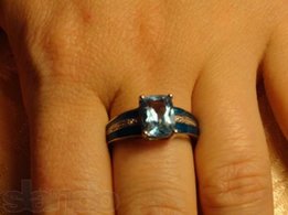 Серебряное кольцо 925 пробы с швейцарским голубым топазом 3,07 карат - Львов