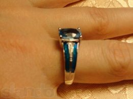 Серебряное кольцо 925 пробы с швейцарским голубым топазом 3,07 карат - Львов