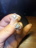Серебряные серьги с натуральным голубым топазом - Запорожье