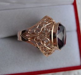 Золотое кольцо, перстень с аметистом , времён СССР ,583 проба - Ровно