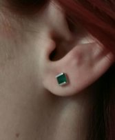 Комплект серебряных украшений с натуральным зеленым халцедоном - Днепр