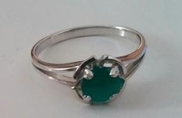 Стильное кольцо вставка зеленый оникс серебро - Мариуполь