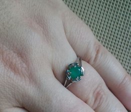 Стильное кольцо вставка зеленый оникс серебро - Мариуполь