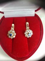 Сережки золотые золоті 585 с сапфирами 0,2ct 3,6г - Львов