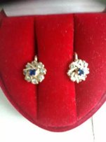 Сережки золотые золоті 585 с сапфирами 0,2ct 3,6г - Львов