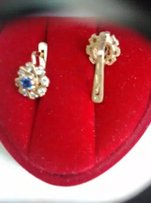 Сережки золотые золоті 585 с сапфирами 0,2ct 3,6г - Львов