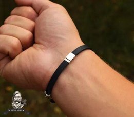 Браслет каучуковый с серебряными вставками (золотыми), гравировка - Днепр